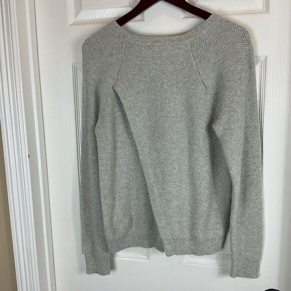 Madewell Province Gray Size M Cross Slit Back Pullover Crew Neck Cozy Sweater N3 - Picture 5 of 12